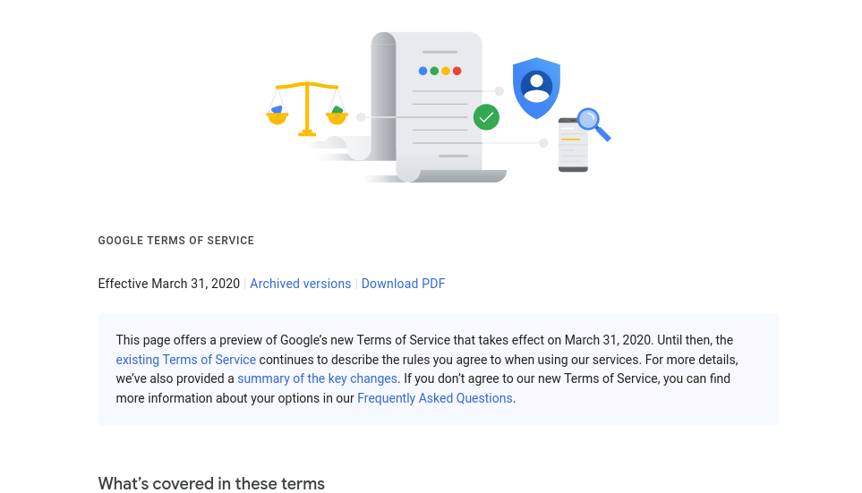 Google's New Terms of Service Google New TOS